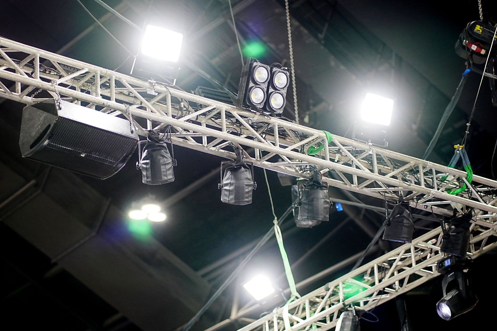 Stage lights on Steel beams